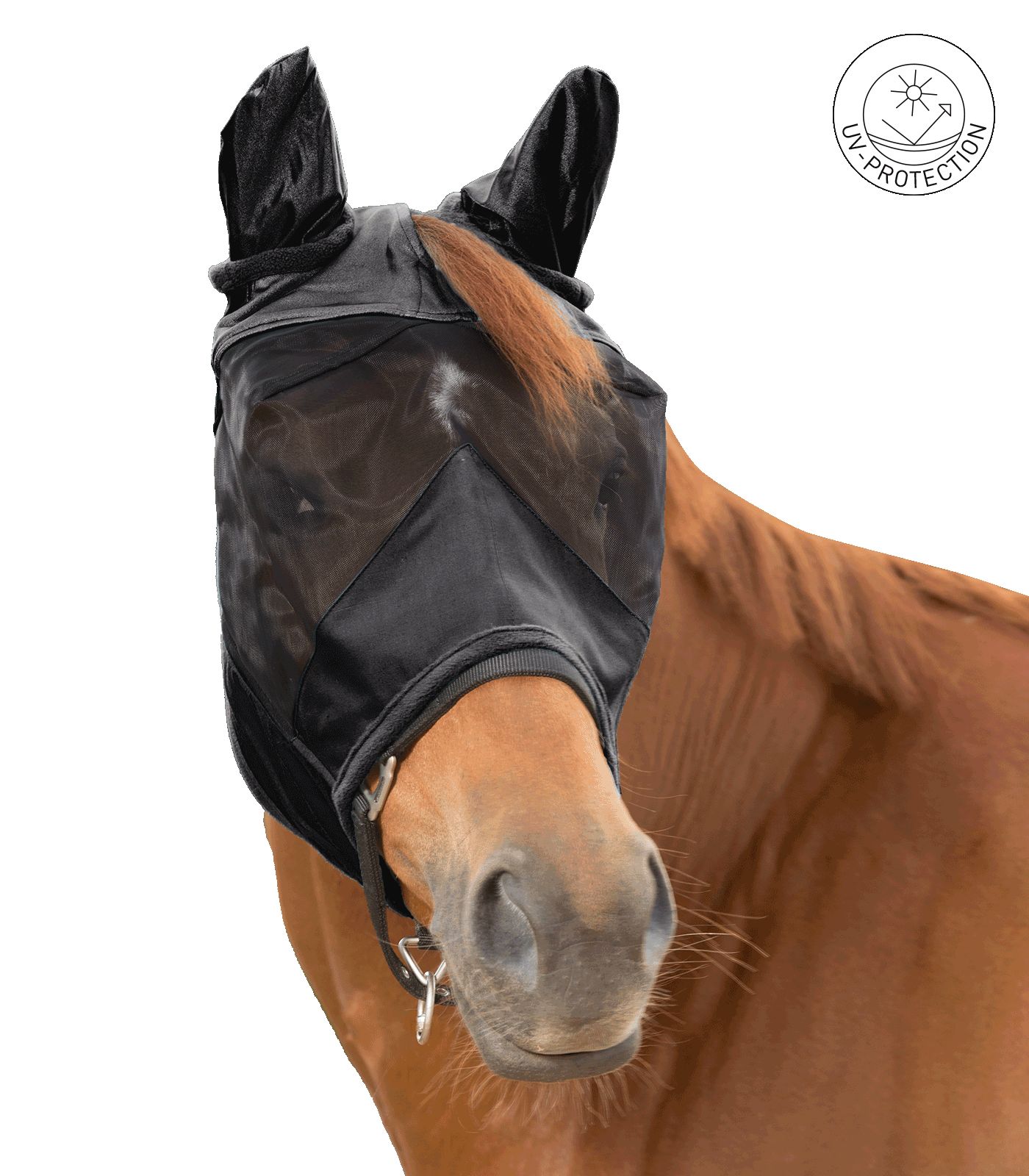Waldhausen Fliegenmaske mit Ohren Premium, schwarz