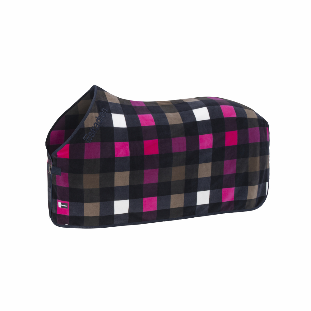 Eskadron Abschwitzdecke Fleece Check Dynamic 26AW, navy/white/taup/lip