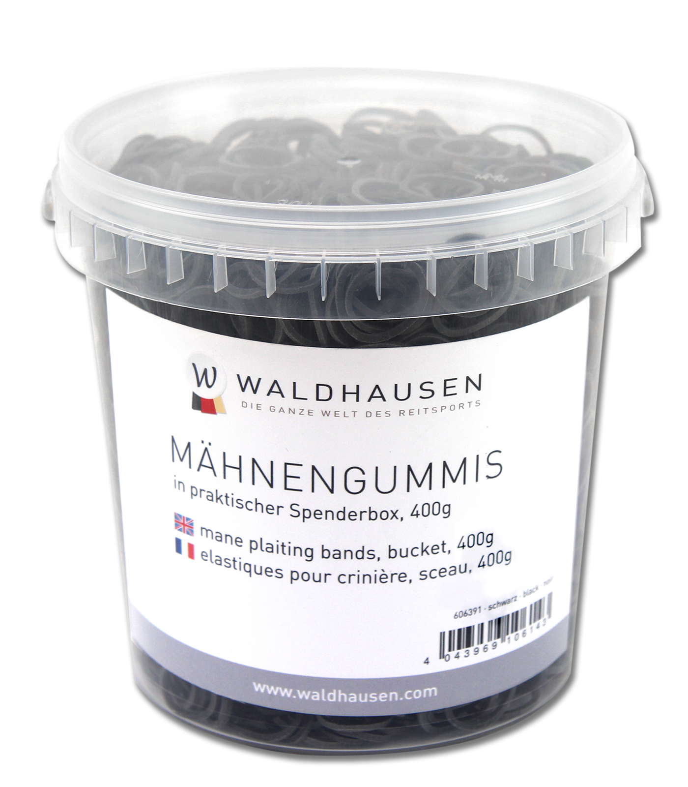 Waldhausen Mähnengummis im Eimer 400 g schwarz
