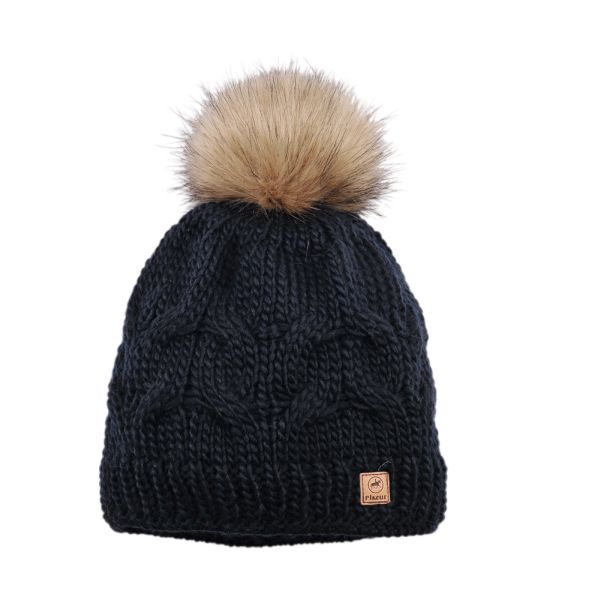 Pikeur Mütze mit Fellbommel navy
