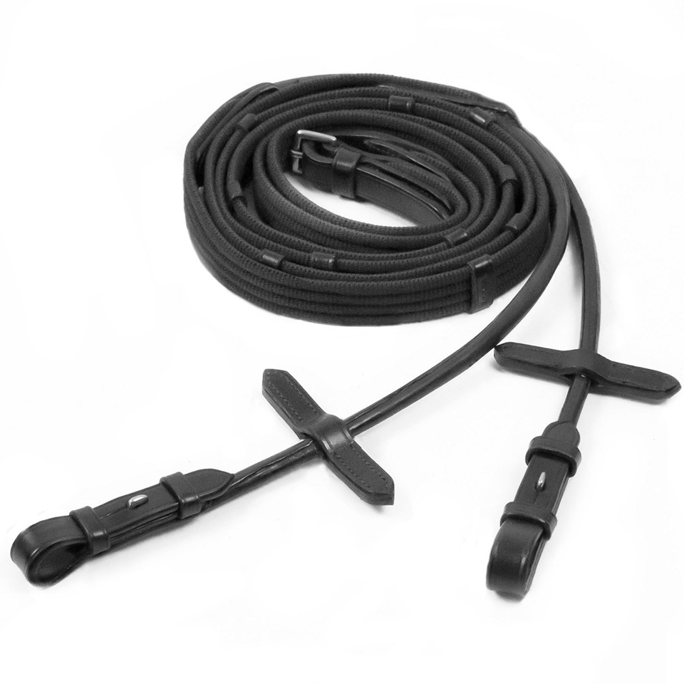 Gurtzügel rundgenäht Zaumhaken black-silver Schock