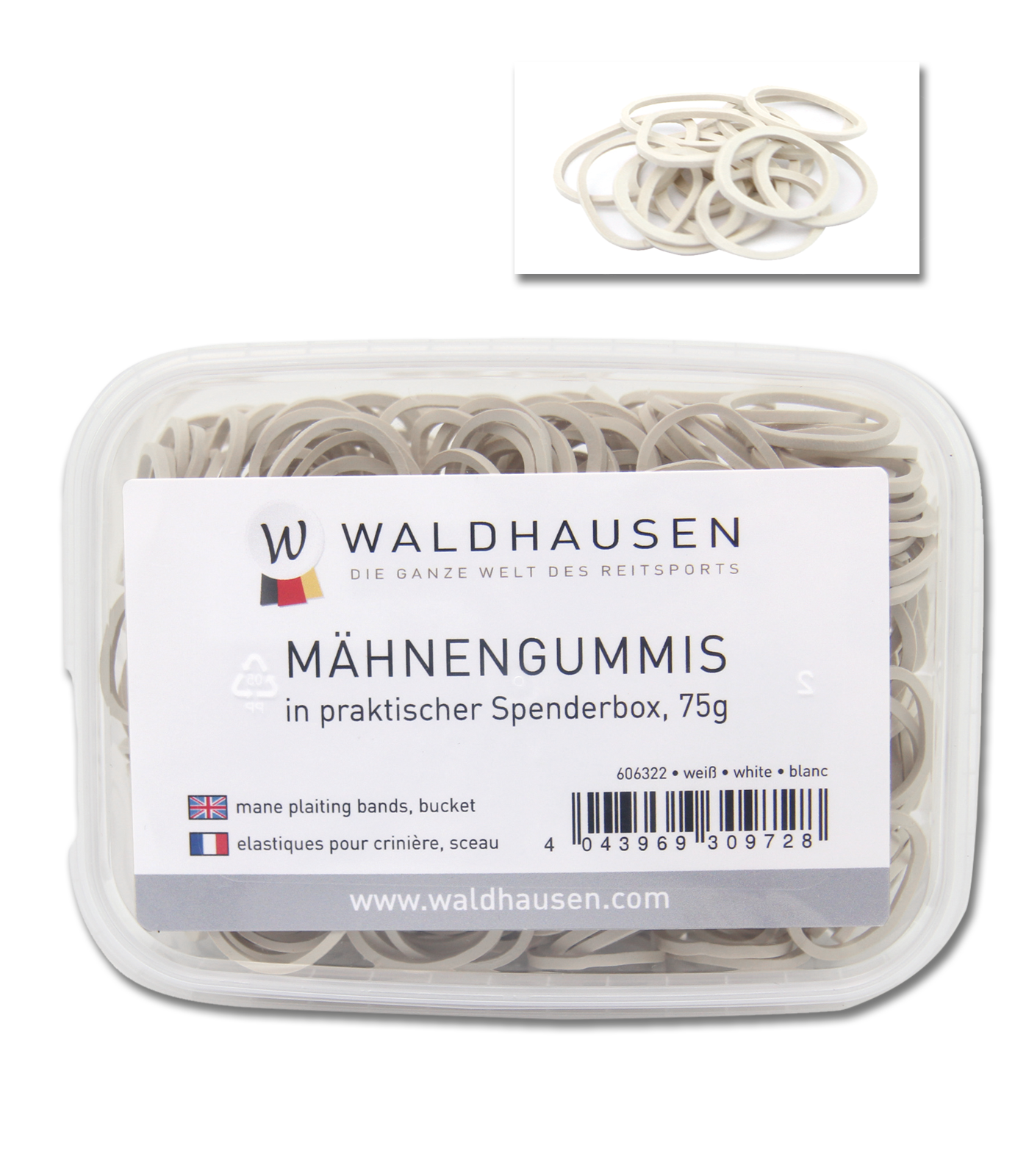 Waldhausen Mähnengummis in Spenderbox 75 g weiß